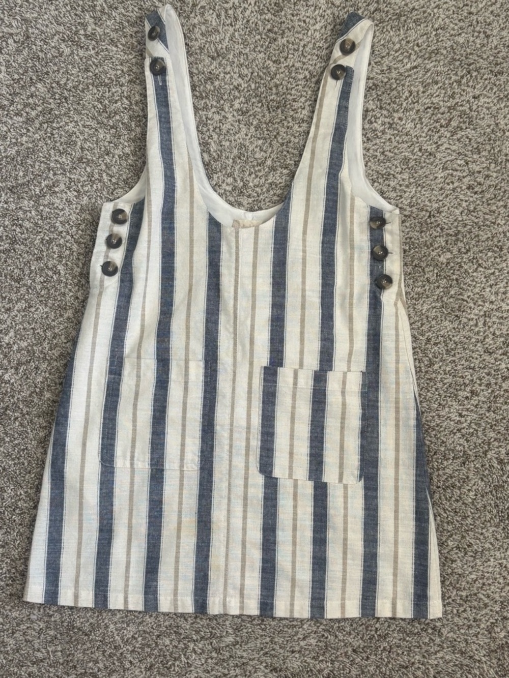 Altar’d State Striped Mini Overall Dress Adjustable Straps Size Small